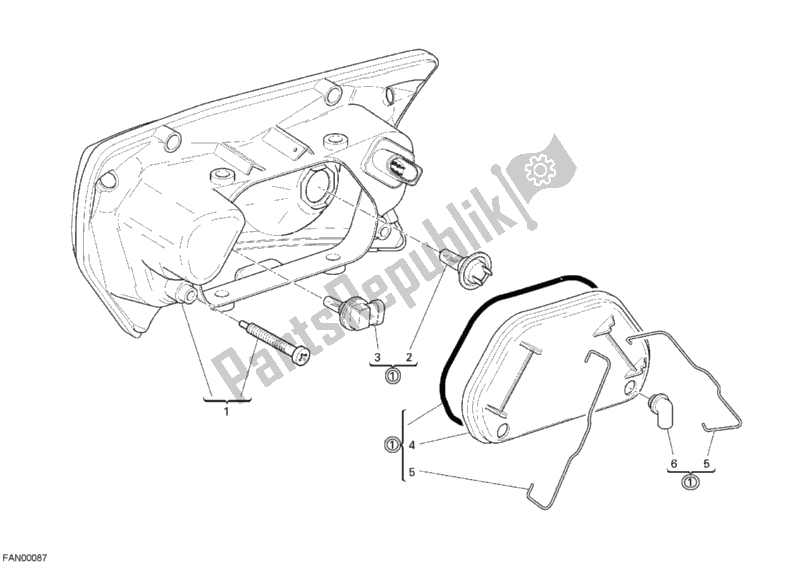 Alle onderdelen voor de Koplamp van de Ducati Sport ST3 S ABS USA 1000 2007